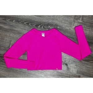 Joy Lab Seamless Long Sleeve Crop Top Thumb Holes Pink Athletic Athleisure Large